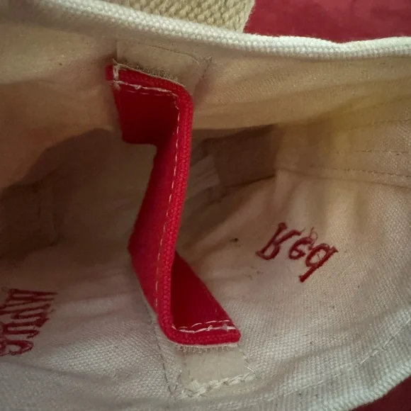 Lands' End Red and Cream Wine Tote - Picture 5 of 6